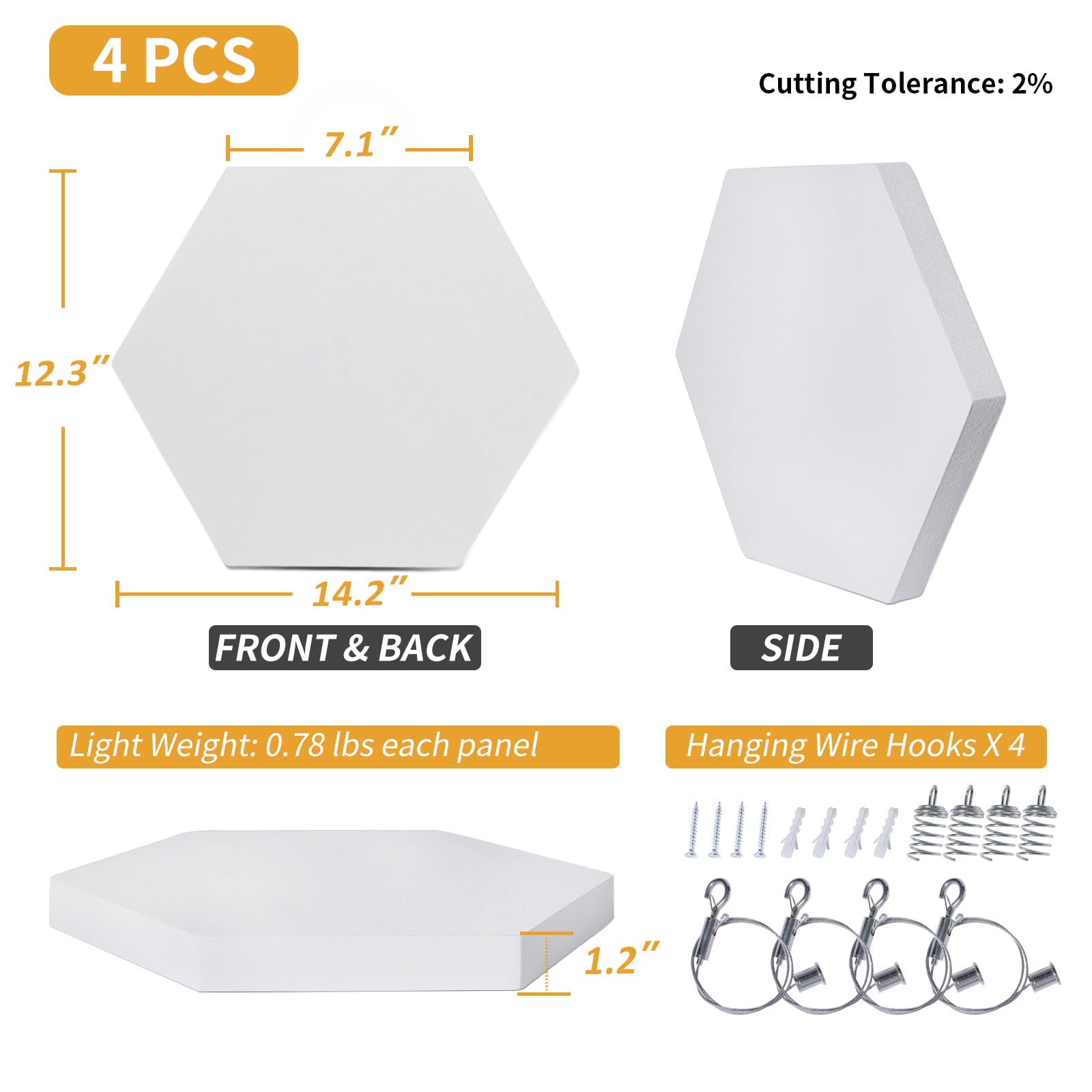 TroyStudio Acoustic Ceiling Panels - 14.2 X 12.4 X 1.2 Inches 4 Pcs Coated Fiberglass Hanging Drop Ceiling Tiles, Thick Sound Ab